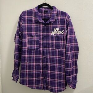 A Day to Remember "Bad Vibrations" Purple Flannel Emo Band Merch ADTR
